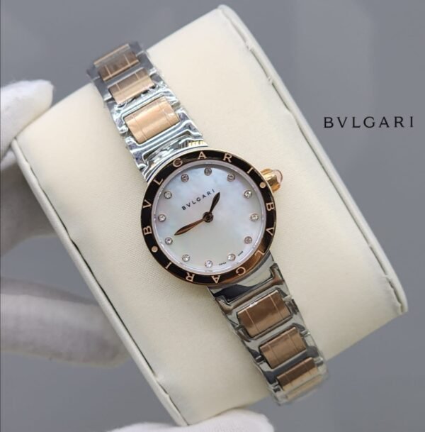 Bvlgari Ladies Quartz Watch – Mother of Pearl Diamond Dial with Rose Gold Finish - Image 2