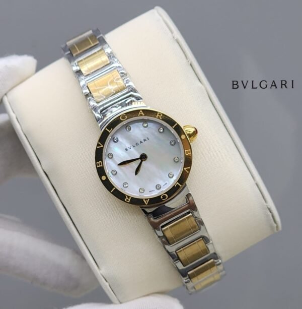 Bvlgari Ladies Quartz Watch – Mother of Pearl Diamond Dial with Rose Gold Finish